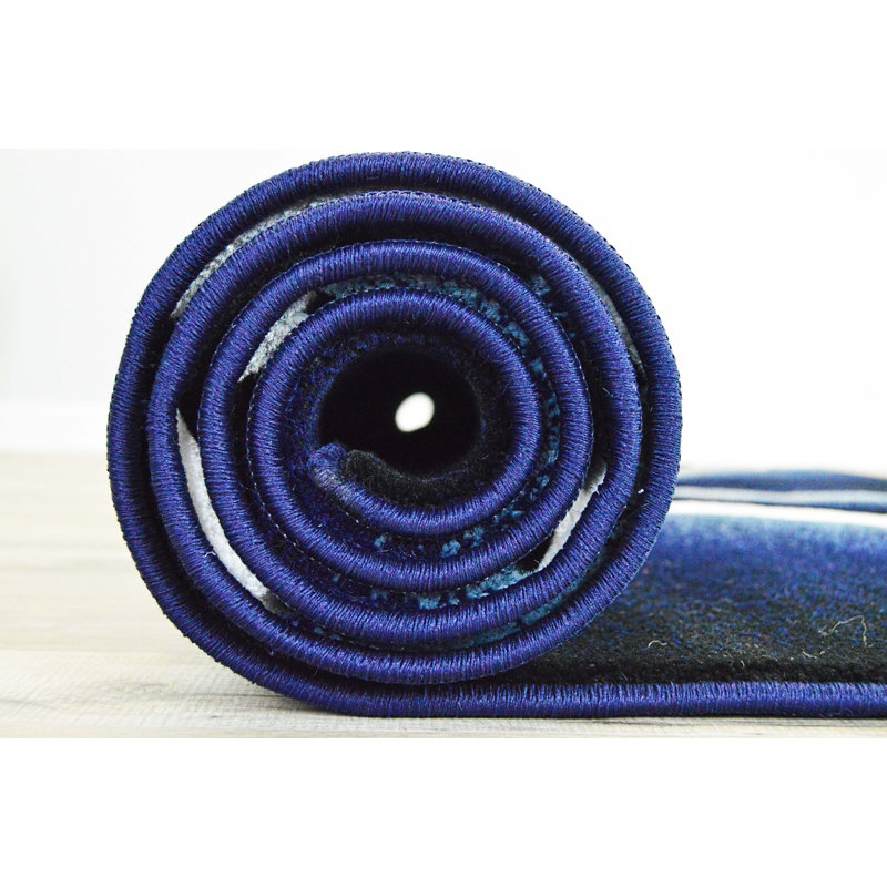 Ivy Bronx Mccampbell Performance Navy Blue/White/Gray Rug & Reviews